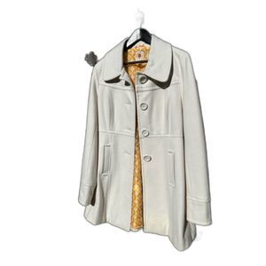 Anthropologie Tulle cream fitted pea coat L